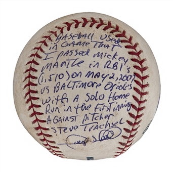 2007 Gary Sheffield Game Used, Signed and Inscribed Baseball From Game He Passed Mickey Mantle In RBI (MLB Authenticated) PSA/DNA